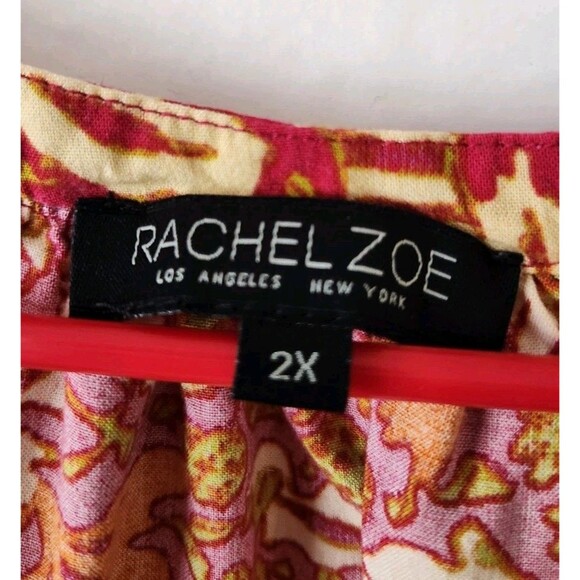 Rachel Zoe Women's 2X Boho Peasant Blouse 3/4 Balloon Sleeve - Picture 2 of 6